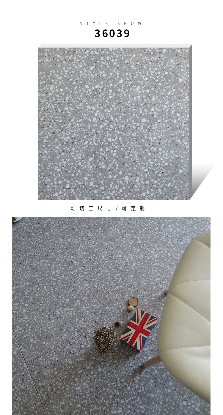 Color imitation Terrazzo floor tile Green floor tile Clothes shop floor tile Terrazzo antique tile 600x600