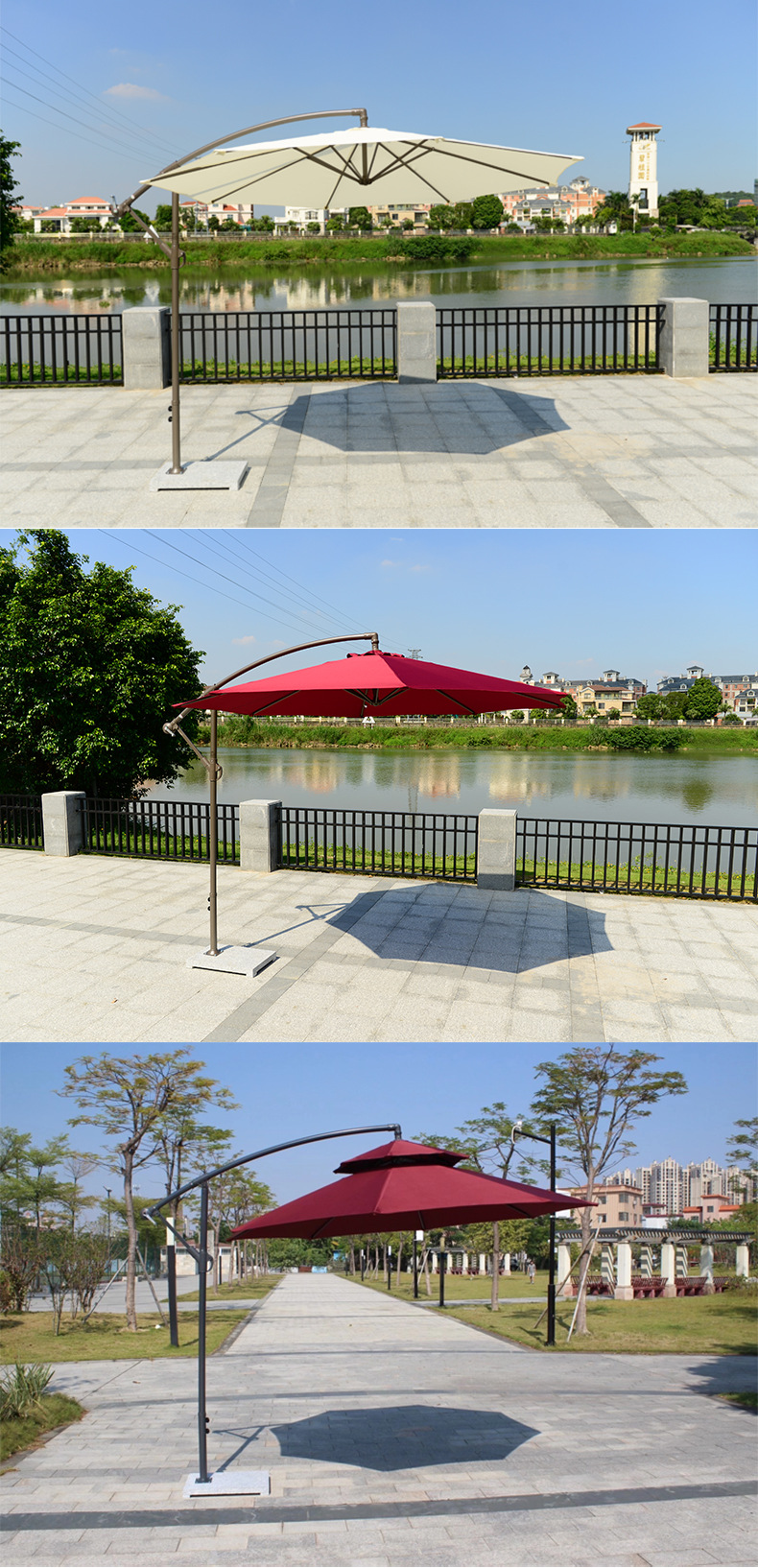 American Outdoor Sunshade Umbrella 3-meter Balcony Guard Pavilion Round Umbrella Stall Folding Advertising Umbrella Courtyard Umbrella Banana Umbrella Printing