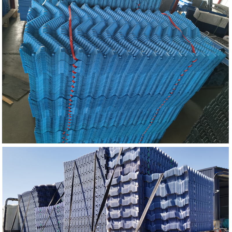 Square shaped countercurrent cooling tower oblique bending wave filling material Cooling water tower S-wave filling material 1000 × 500 PVC material constant cooling