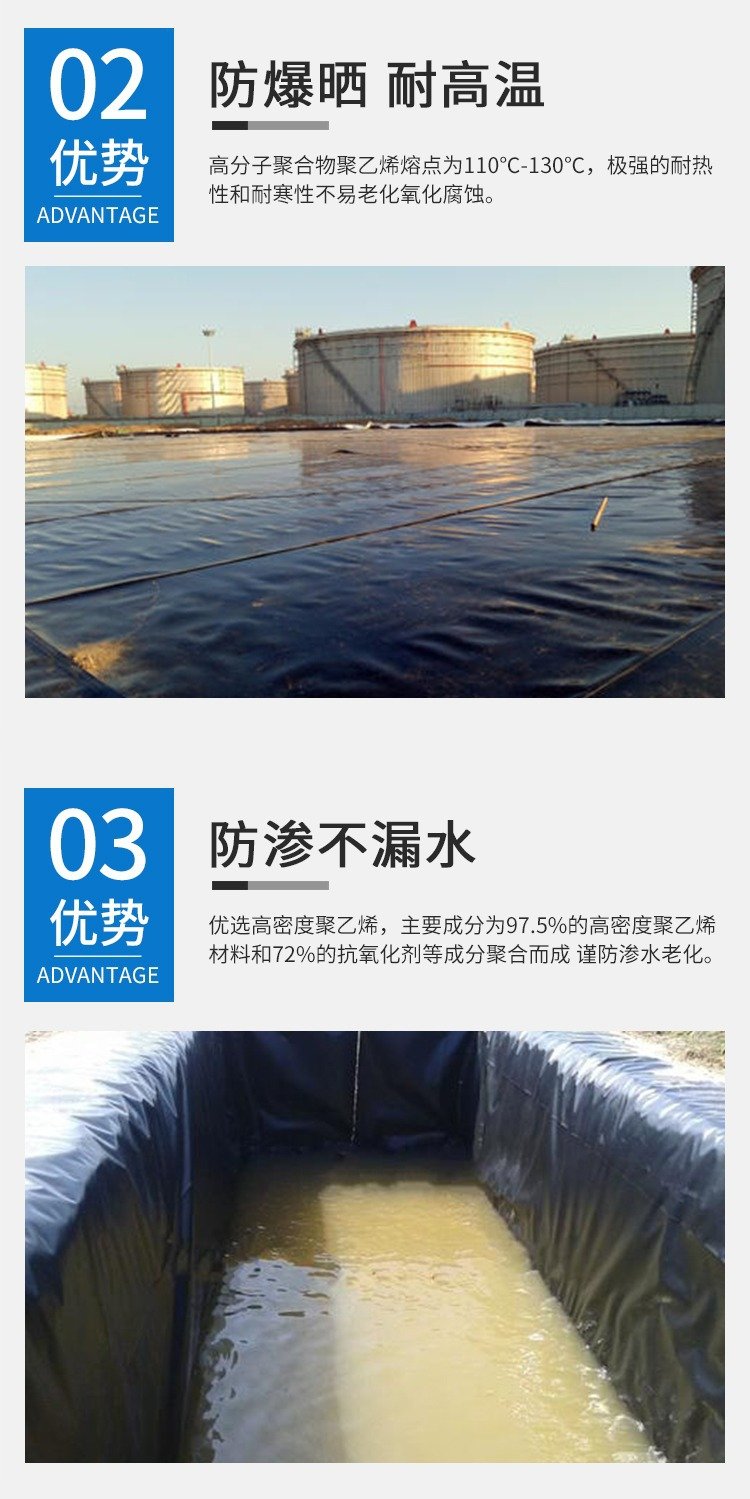 Leading the construction of rough surface HDPE geomembrane for water conservancy dams, anti-seepage HDPE membrane for water storage tanks, anti-seepage membrane, and labor package materials