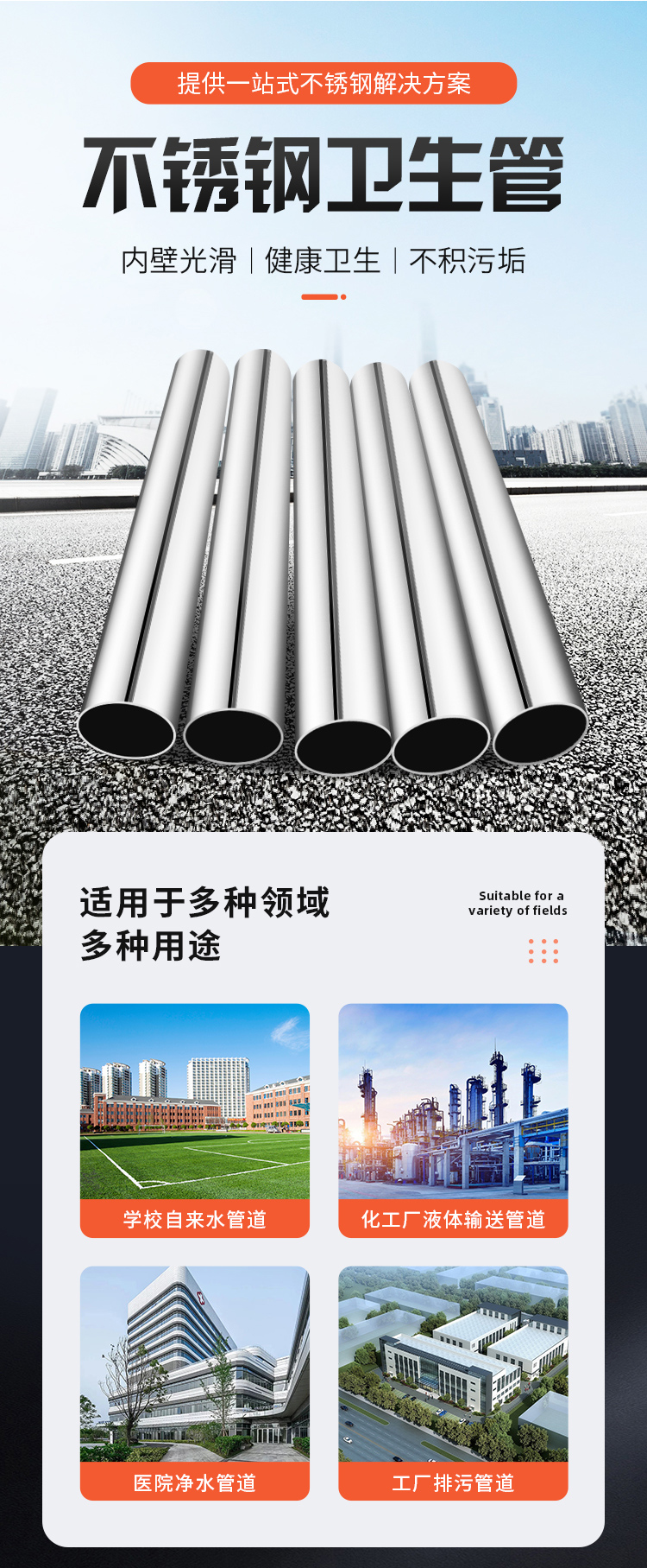 Caflair Stainless Steel Sanitary Pipe 304 Stainless Steel Round Pipe Polished Stainless Steel Stainless Steel Sanitary Welded Steel Pipe