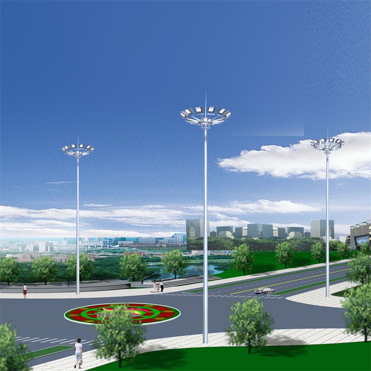 15 meters, 20 meters, and 30 meters medium high pole lights. Disk type high pole street lights can be lifted or lowered according to needs and customized