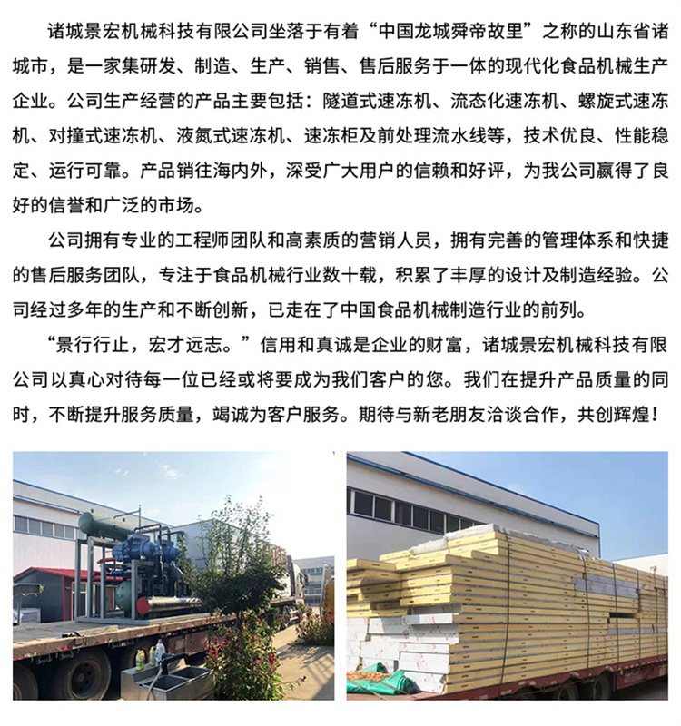 Tunnel type quick freezing machine for aquatic products Large scale quick freezing equipment for fish and seafood Seafood hanging ice quick freezing assembly line