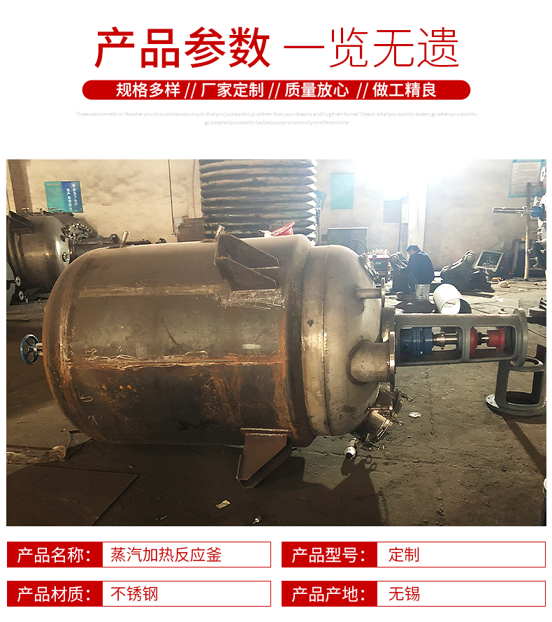 Heating reaction kettle manufacturer steam heating reaction kettle vacuum heating stirring