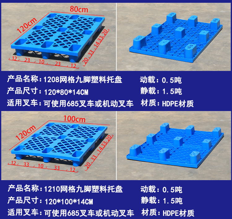 New 1208 Grid Nine Foot Plastic Card Forklift Industrial Logistics Plastic Tray Storage Cushion Warehouse Moisture-proof Board