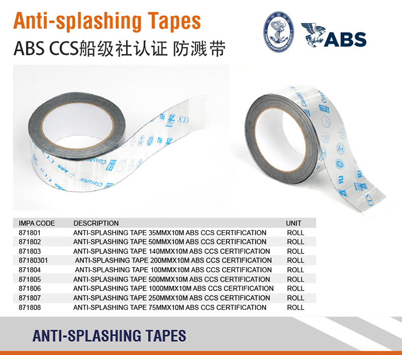 Marine splash resistant tape 871802, instrument oil pipe valve, splash resistant tape 871801 for cruise ship fire protection engine room