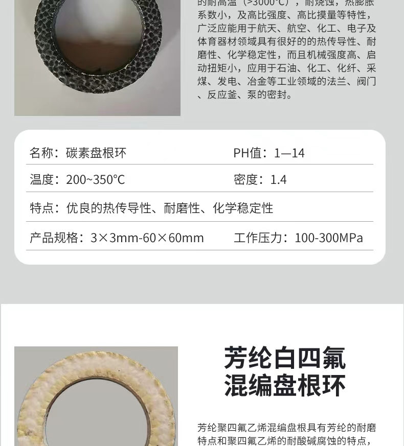 Haozheng aramid packing ring can be mixed with high water-based graphite black and white tetrafluorocarbon to weave graphite packing ring