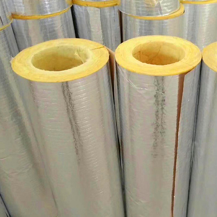 Aluminum foil Glass wool pipe Class A fireproof boiler Glass wool insulation pipe pipe insulation support customization