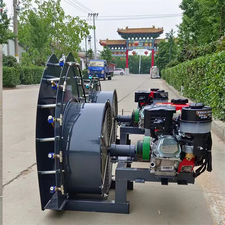 Vineyard sprayer Three wheeled self-propelled air driven sprayer in the morning Seat mounted spray