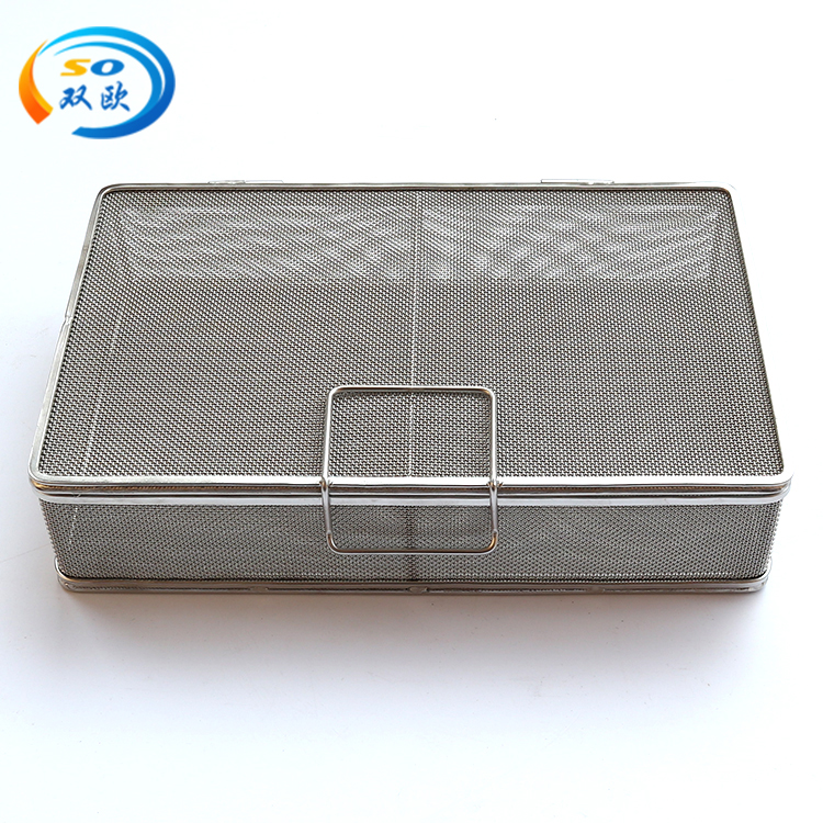 Double European wire mesh stainless steel medical disinfection net basket, side punching net basket, laparoscopic instrument basket, supply room basket