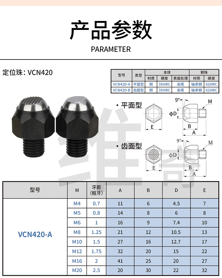 Wholesale of positioning bead VCN420-A flat tooth surface manufacturer