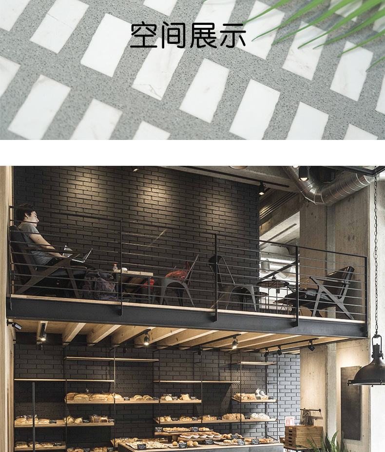 Shop 600X1200 antique brick and stone pattern grid anti-skid wear-resistant floor tile restaurant milk tea shop Terrazzo tile