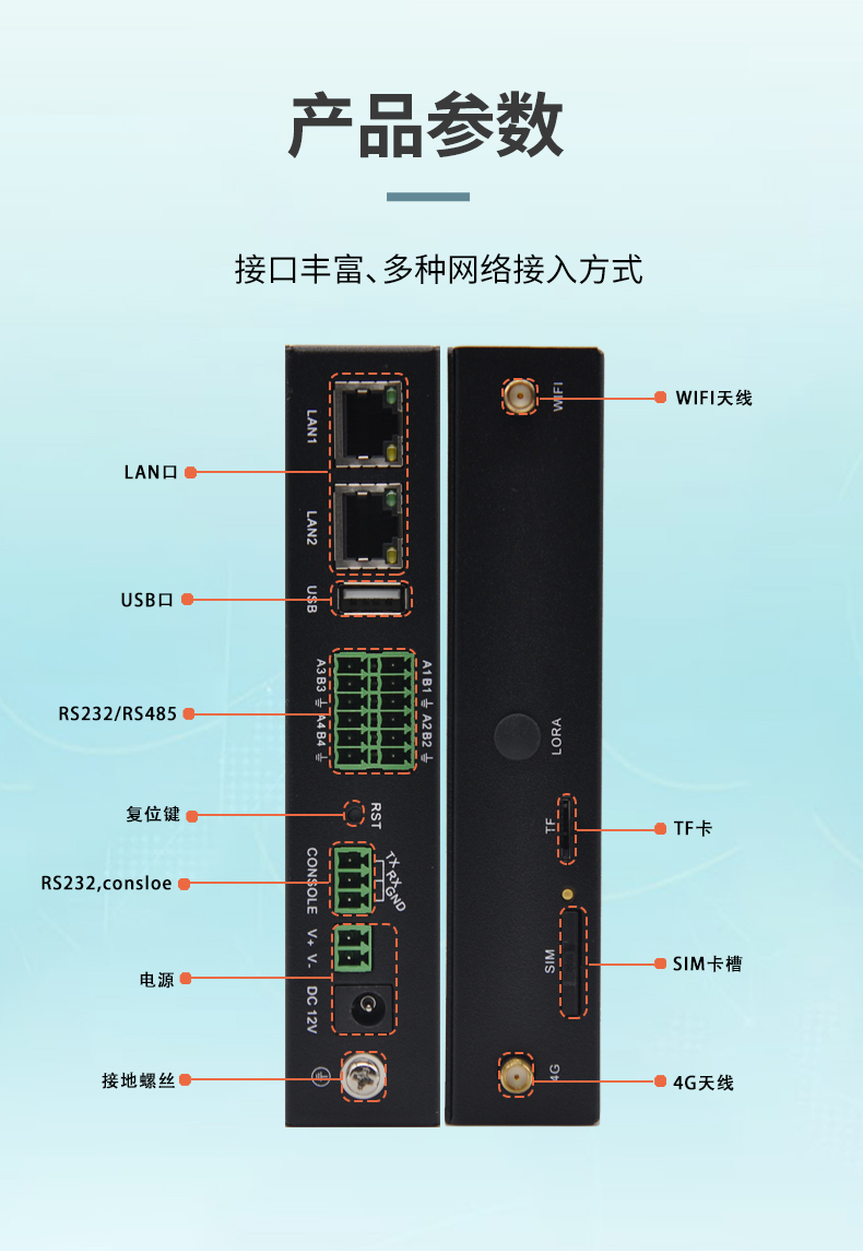 4G full network energy consumption monitoring industrial level data acquisition gateway with 2 networks and 4 independent optoelectronic isolation strings