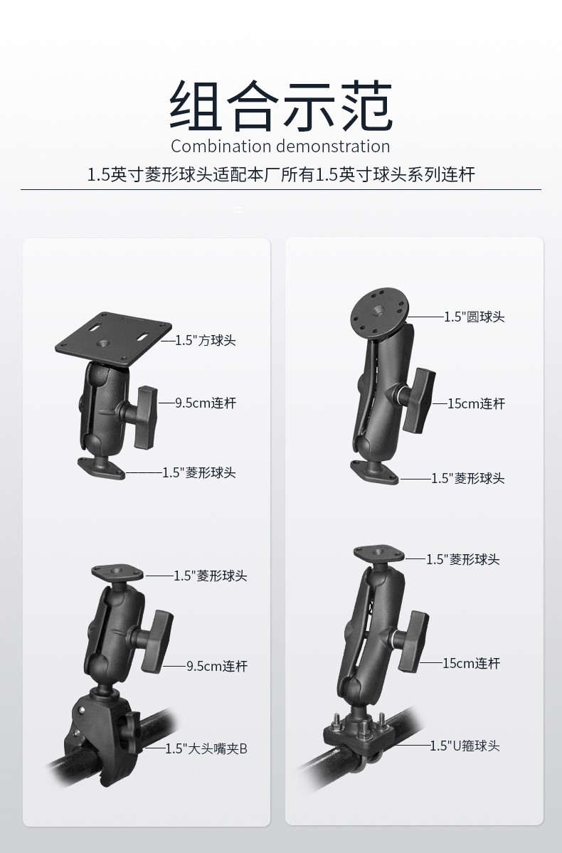 VINmounts ® Diamond industrial ball joint base -1.5 \