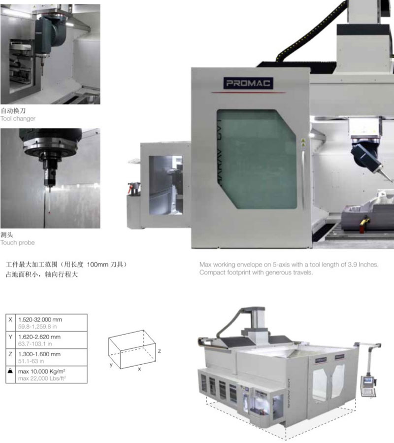 Italian Five Axis Machining Center PROMAC Polomaca CNC Machine Tool Automobile Mold Body Processing Equipment