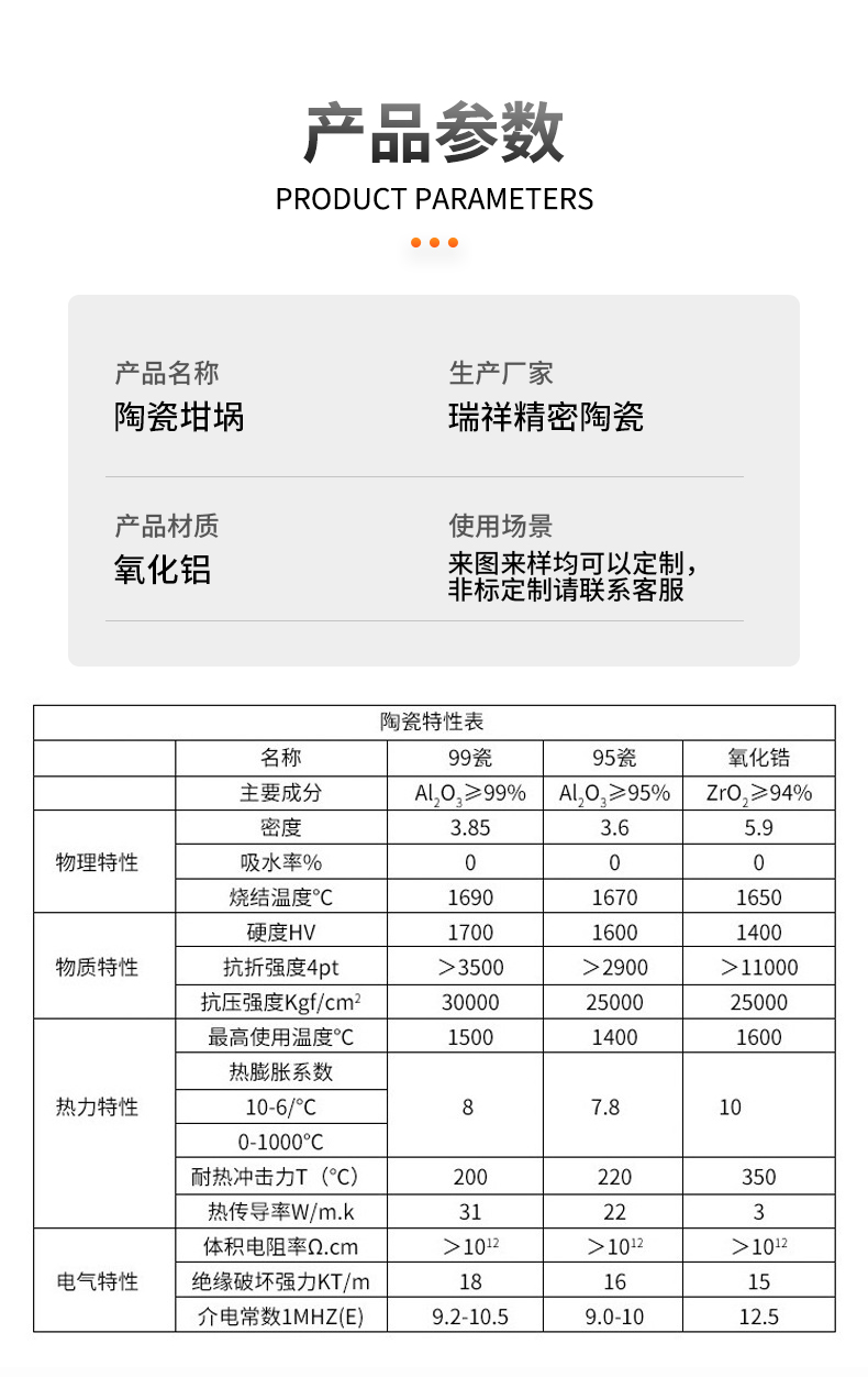 KS52O8 alumina ceramic crucible wear-resistant, high-temperature resistant, customized by Ruixiang processing