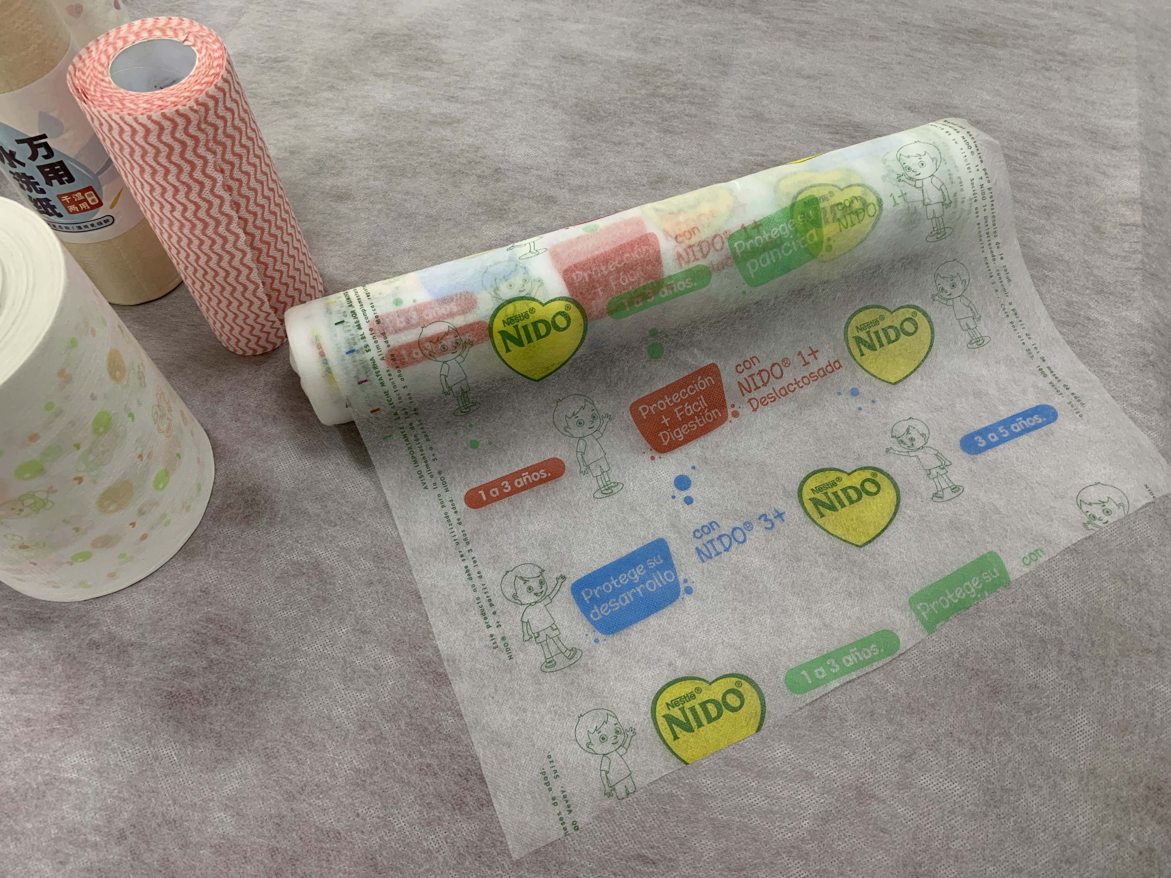 Non woven fabric printing, custom pattern logo packaging, fabric+product dust protection outer packaging