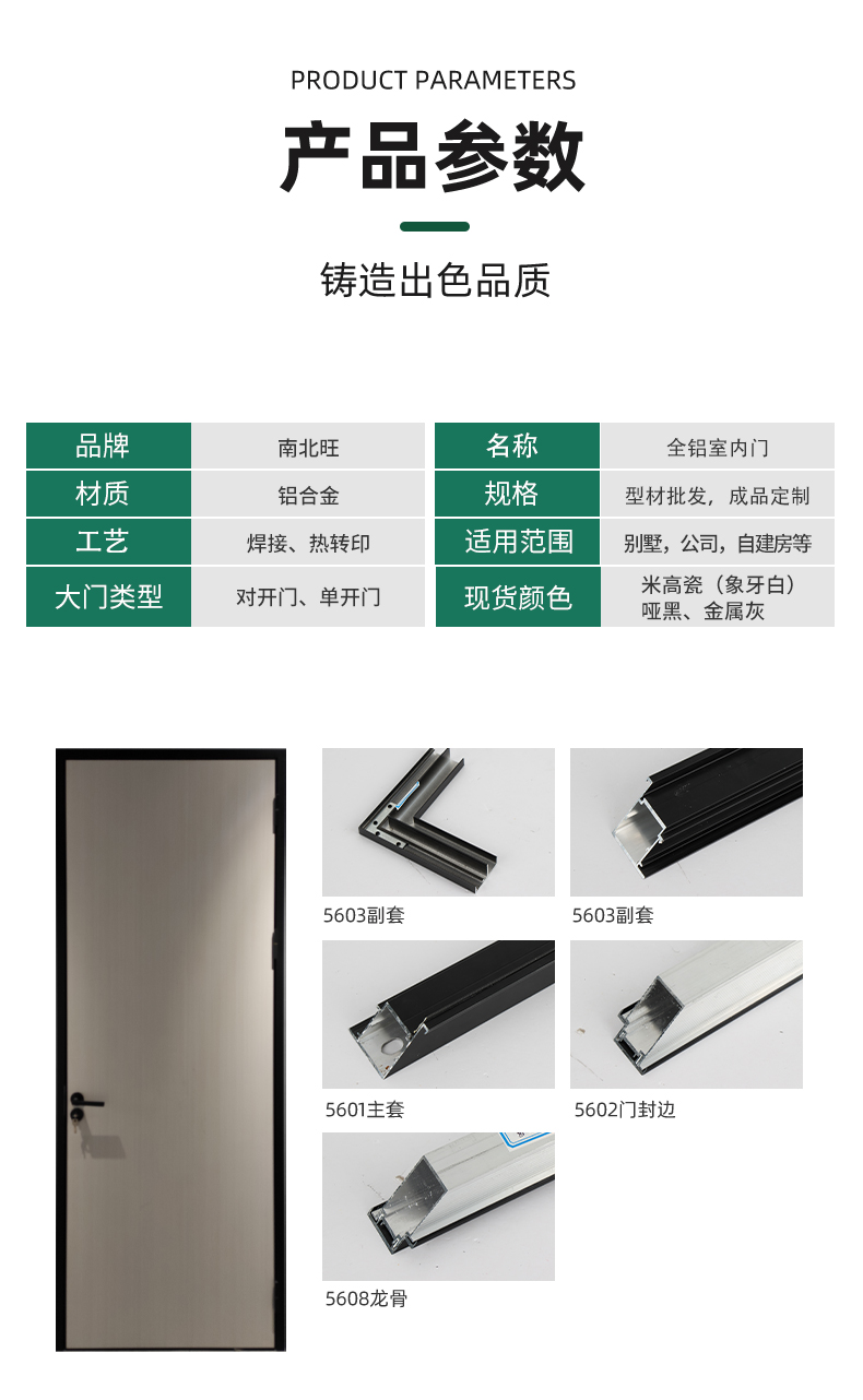 Wholesale of all aluminum alloy indoor set doors, modern and simple, all aluminum doors, north-south and north-south, flat open bedroom door manufacturer