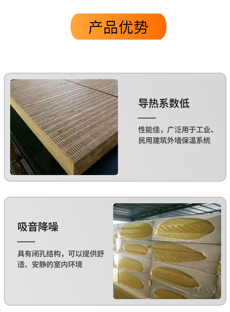 A-grade exterior wall rock wool board thermal insulation, hydrophobic flame retardant basalt fire insulation board