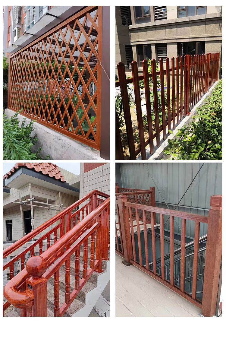 Imitation wood guardrail, aluminum alloy, imitation wood grain landscape guardrail, river scenic area, villa courtyard fence, cement guardrail manufacturer