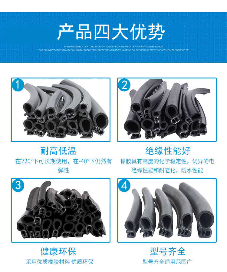 Car dust proof and sound proof door sealing strip Top bubble Side bubble U-shaped strip Waterproof composite strip EPDM rubber strip