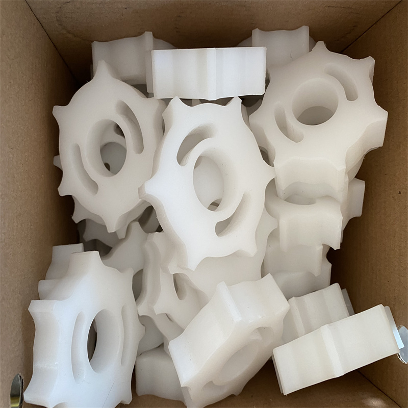 Ultra high molecular weight polyethylene slider impact resistant plastic processing parts, assembly line fasteners, irregular parts