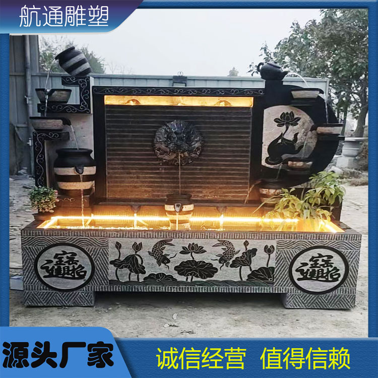 Hangtong Stone Carving, Flowing Water Courtyard, Blue Stone Fish Tank, Flowing Water Decoration, Stone False Landscape Curtain Wall, Outdoor Stone Basin, Water System