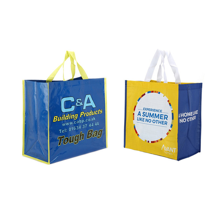 Simple cartoon style tote bag, fashion supermarket, convenient shopping woven bag, can be printed with a logo