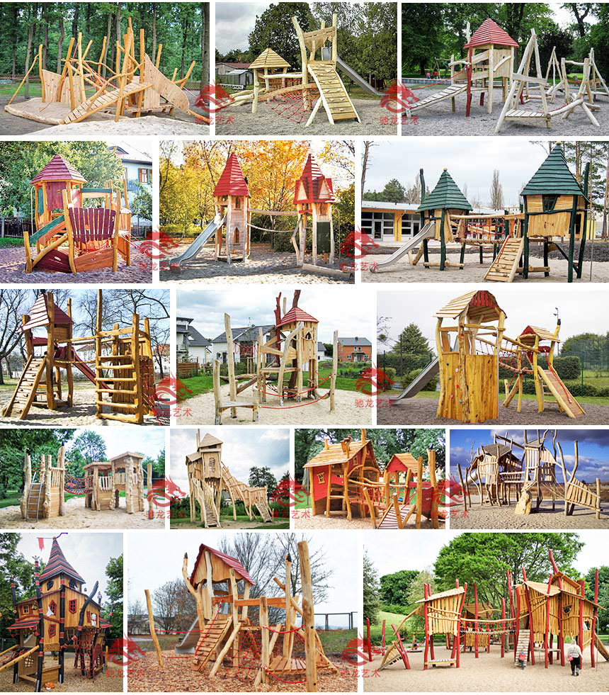 Wooden Plastic arts device customized waterproof large log climbing amusement equipment non power park production