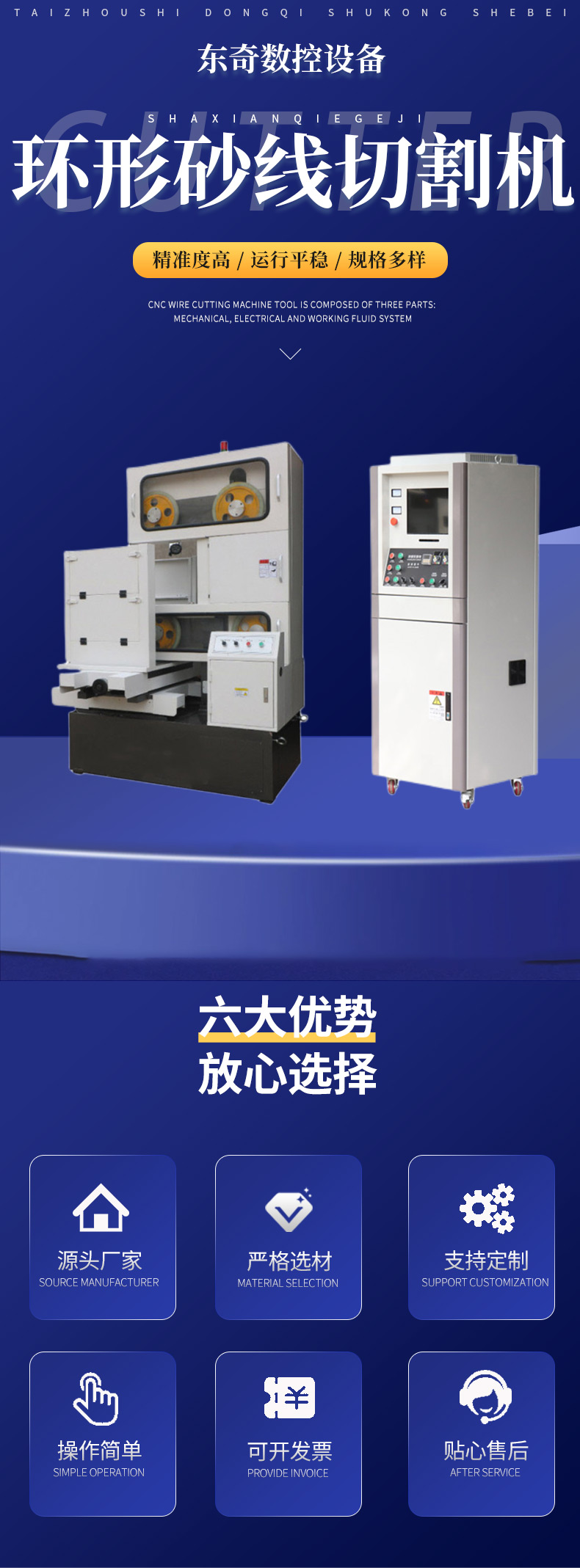 High precision and high-speed CNC circular sand wire cutting machine for diamond graphite wire cutting