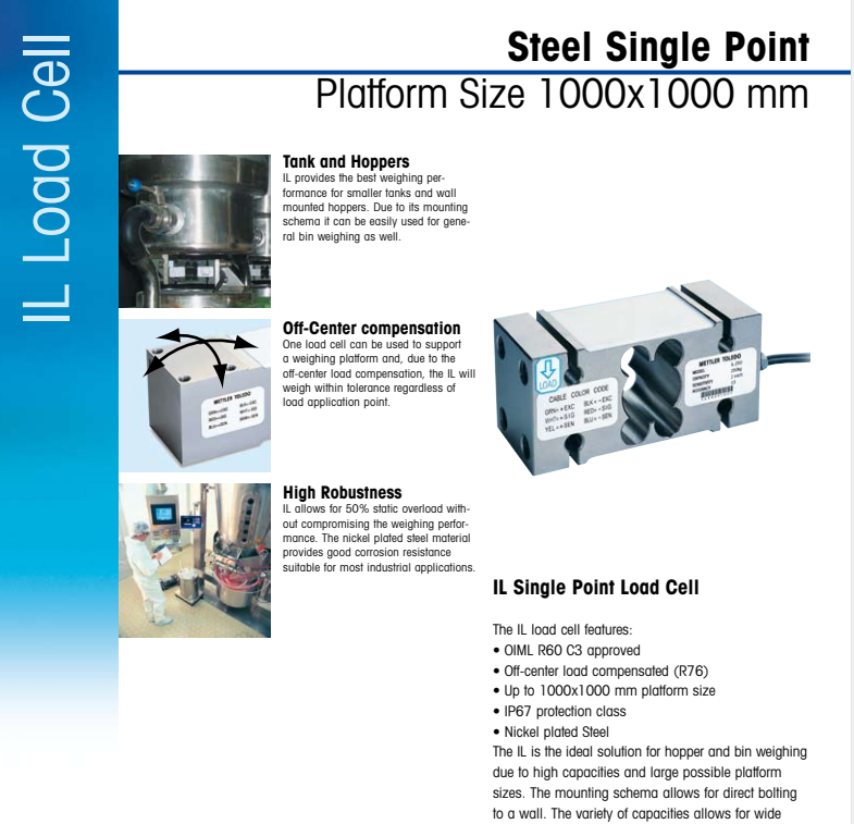 Load Cell IL-1000KG/250KG/500KG/2000KG Mettler Toledo Sensor