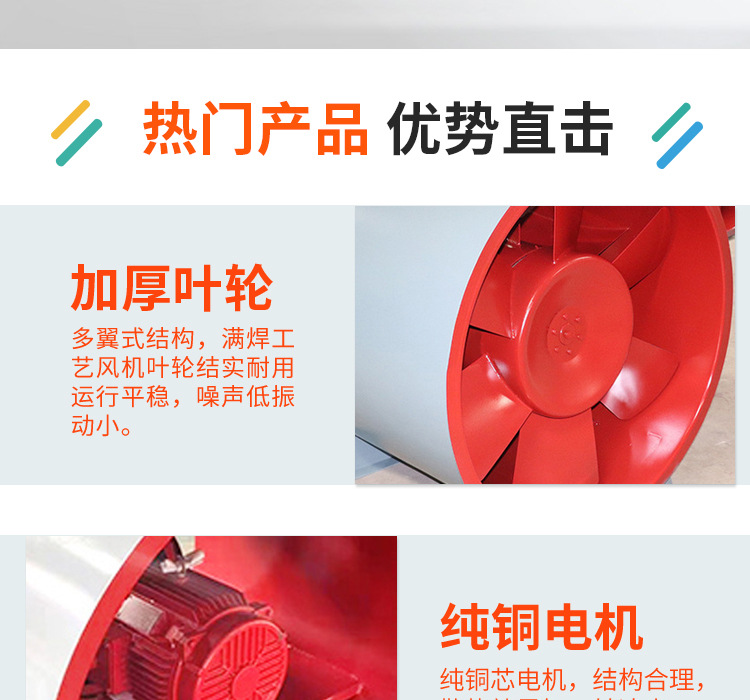 Axial flow fan, stainless steel, axial flow smoke exhaust fan, high temperature resistance, low noise, large air volume, 380V, customized