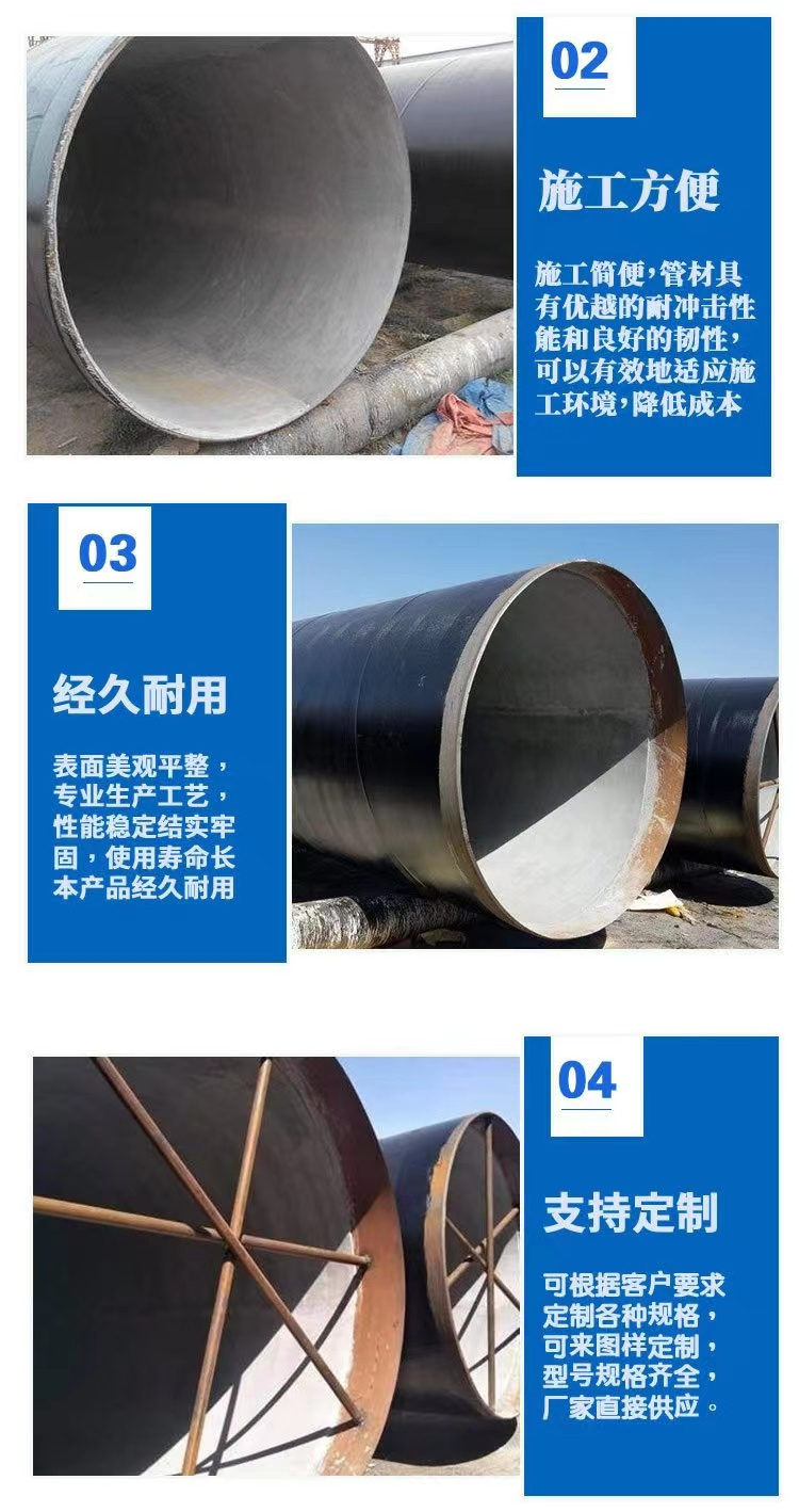 1020 * 10 cement mortar coated anti-corrosion steel pipe for drinking water engineering, buried inner lining, water supply, coated plastic pipe