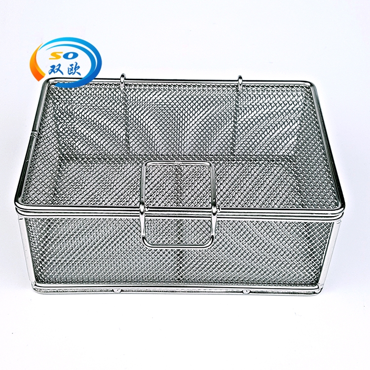 Hospital supply room standard equipment basket DIN tray medical stainless steel mesh basket embossed mesh shaped basket