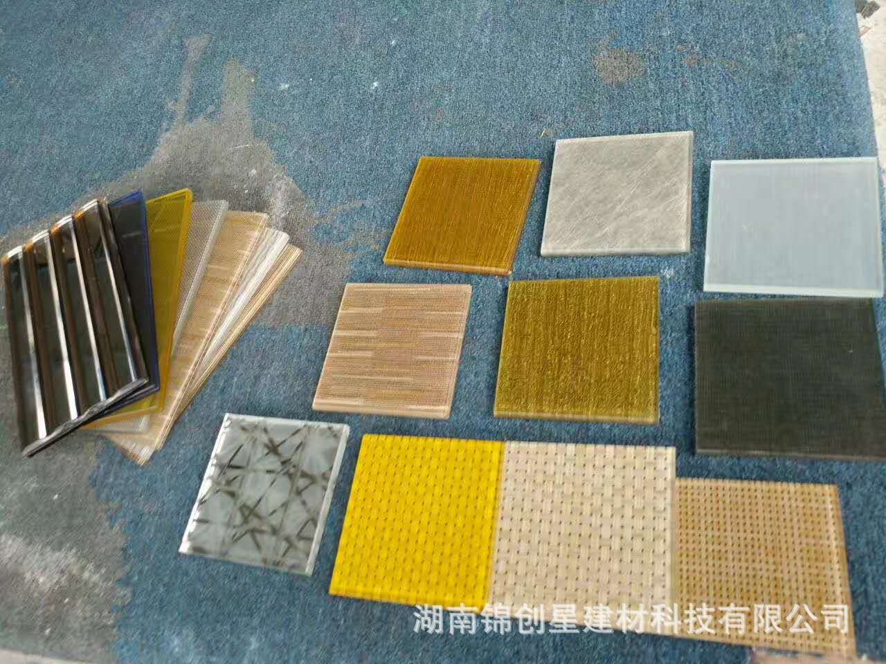 Colorful glass color change, dazzling color glass, laminated curtain wall glass, gradient glass, deep carving, wired art glass