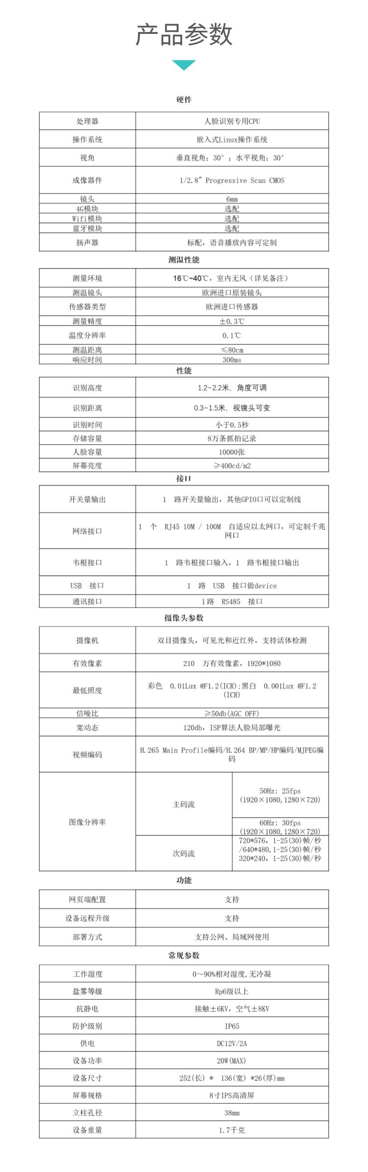 FACEAM-1 Face Recognition Attendance Machine Aluminum Alloy Shell Contactless Attendance Equipment for Fast Recognition