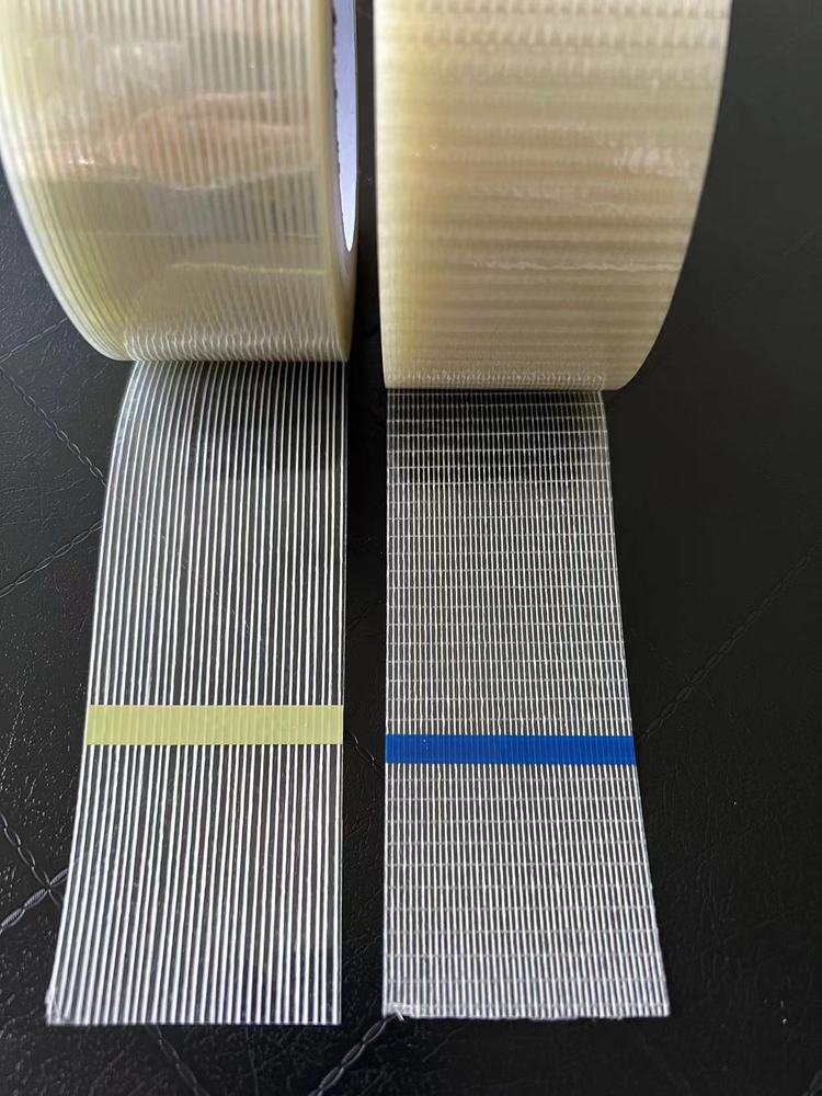 Striped Fiberglass Tape High Viscosity Fixed Strength Tensile No Residue Clear Fiberglass Tape