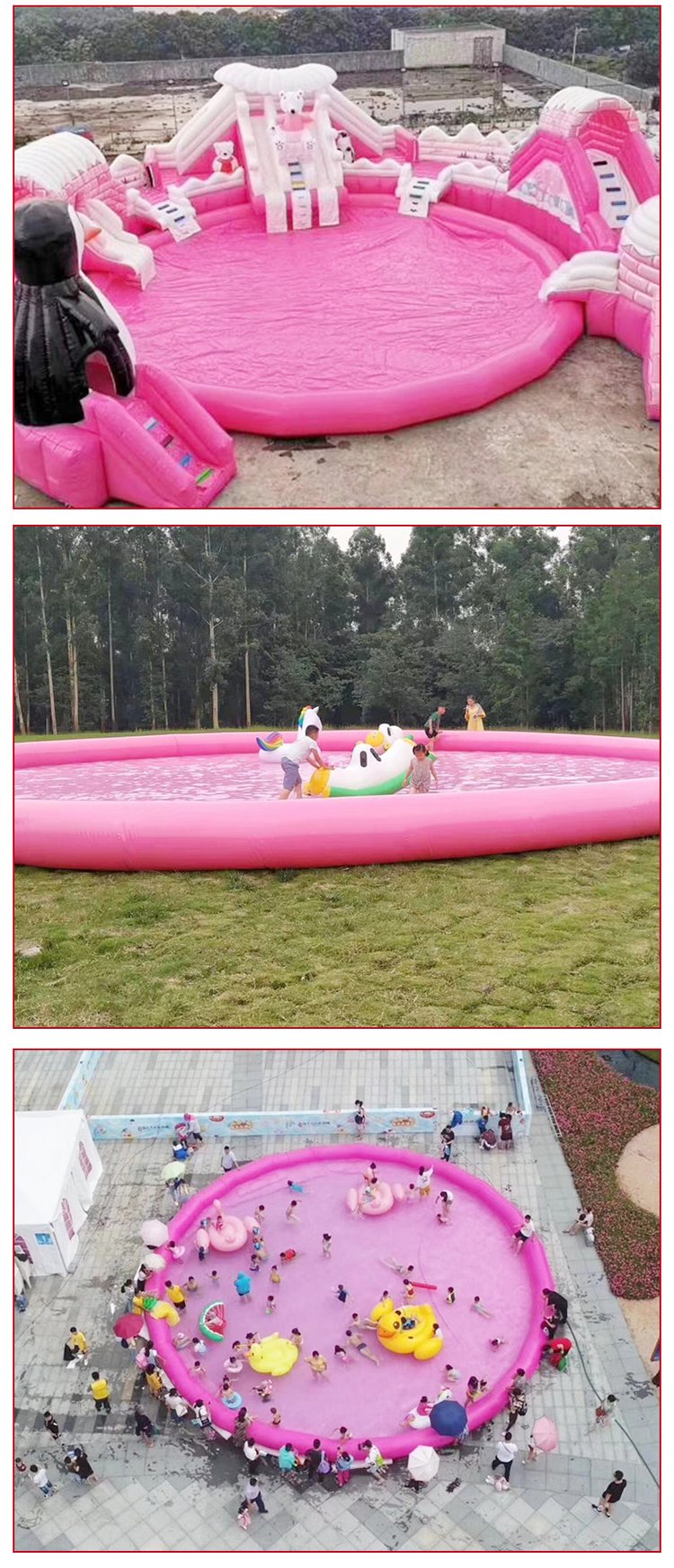 Large outdoor children's inflatable pool swimming pool ice and snow world water park combination slide amusement equipment