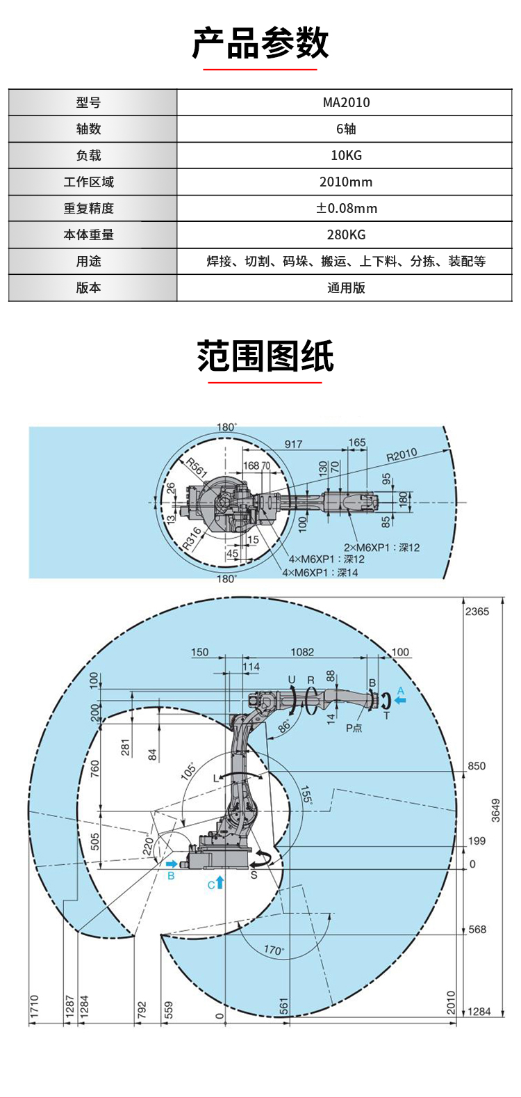 Used Yaskawa dual machine coordination with 3-axis positioner welding robot MA2010 robotic arm