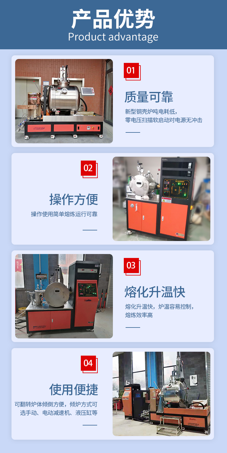 Fast Vacuum Melting Furnace with Double Layer Water Cooling Structure Industrial Electric Furnace Kust Technology