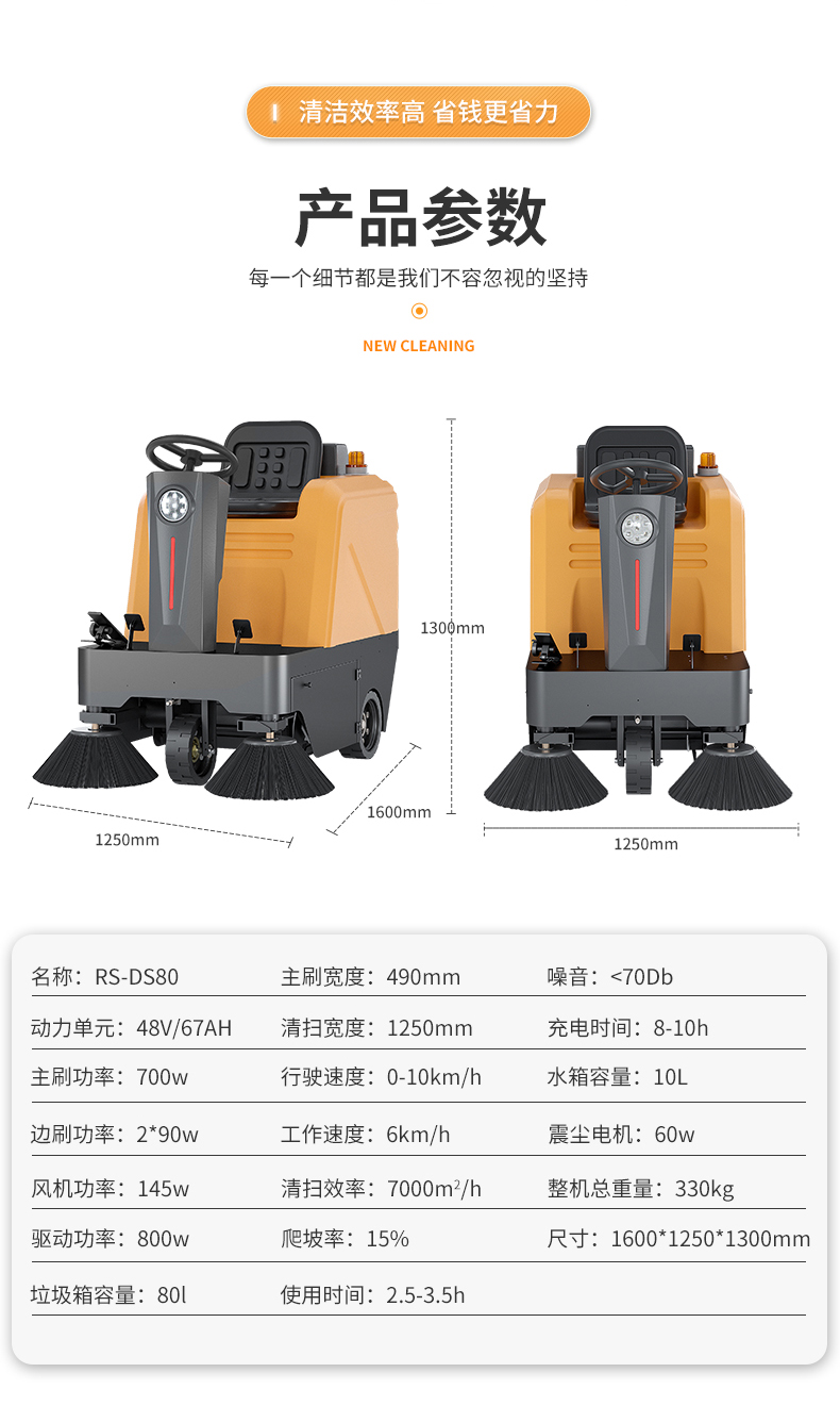 Royalstar Driving Sweeper Industrial Park Road Electric Sweeper Vacuum Sweeper DS80