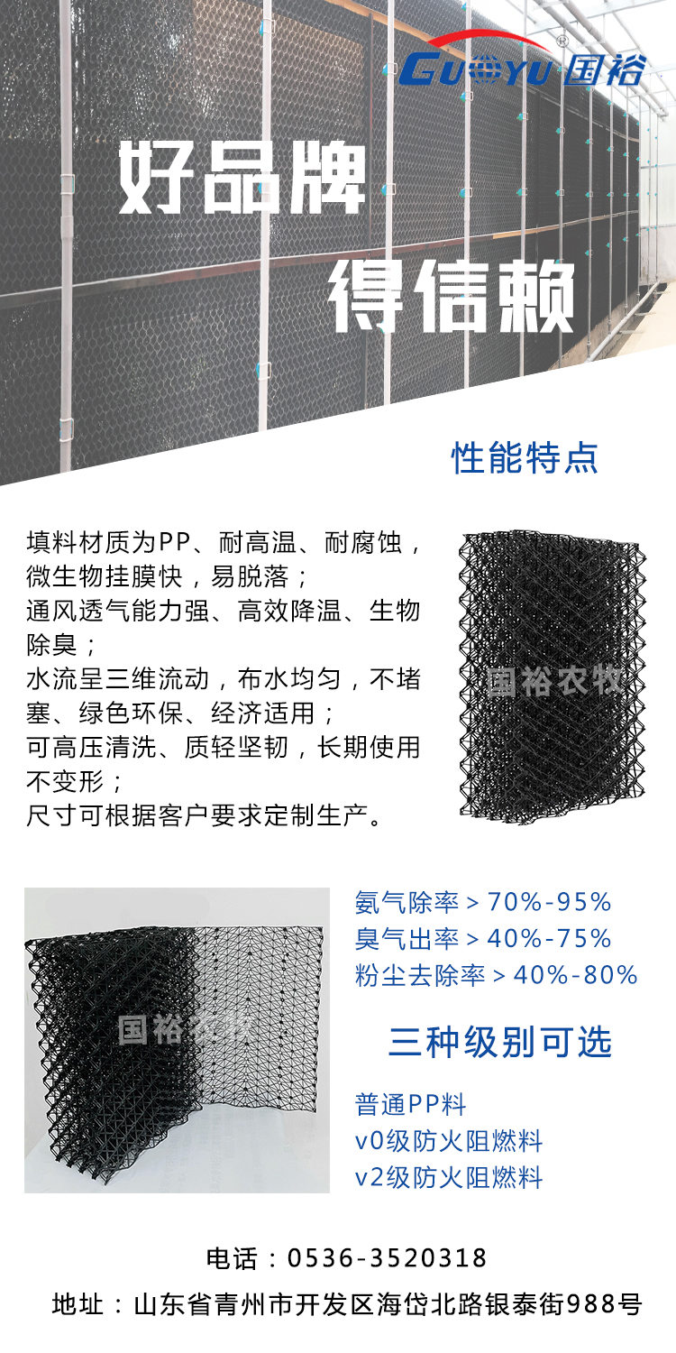 Guoyu Agriculture and Animal Husbandry Deodorization Wet Curtain Pig Farm Cooling System Cooling Filter Plastic Ventilation Water Curtain Breeding Farm