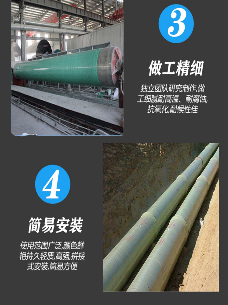 Glass fiber reinforced plastic insulation pipeline, aging and corrosion resistant, Jiahang large diameter sand mixed ventilation pipeline