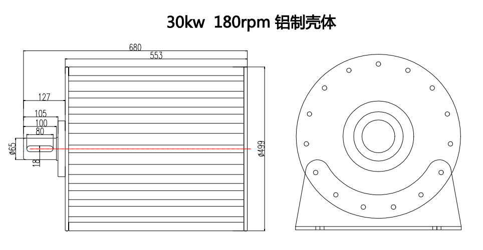 30kw 180 rpm medium and low speed synchronous direct drive three-phase AC hydraulic wind brushless rare earth permanent magnet generator