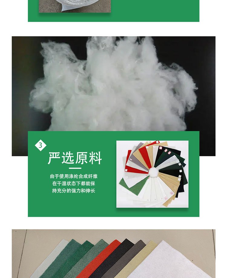 Road maintenance engineering cloth, high-temperature resistant short fiber geotextile, polypropylene polyester needle punched white cloth, long filament flame retardant