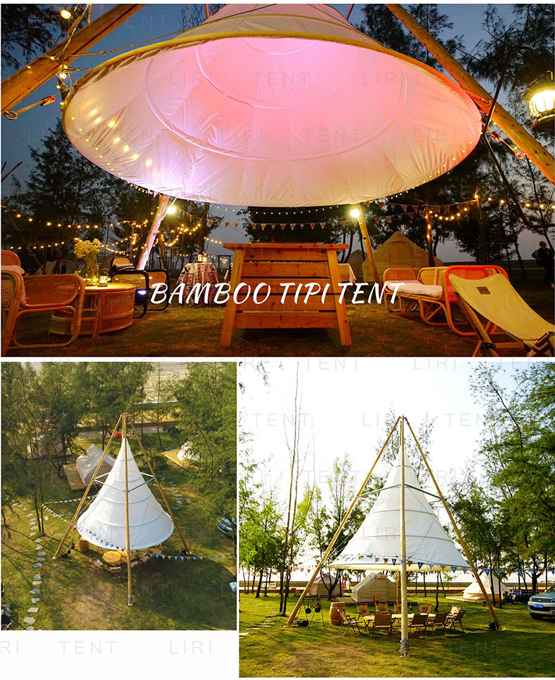 Outdoor Bamboo Lantern Tent Conical Tent Outdoor Camping Atmosphere Camping Waterproof Sunshade Supply Manufacturer