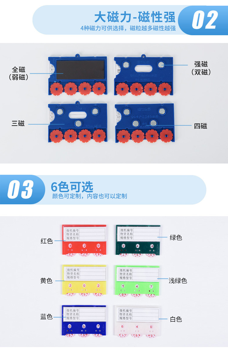 Source manufacturer's magnetic activity card warehouse with wheels, strong magnetic shelf labels, counting, classification, and material location labels