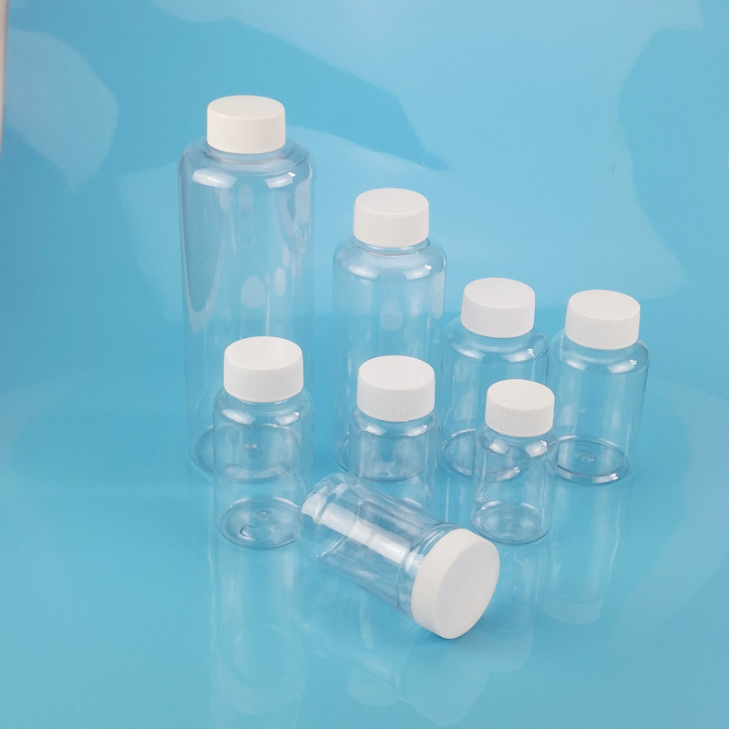 500ML PET plastic bottle, transparent bottle with middle mouth, 500mL liquid sample bottle, white cap, split bottle