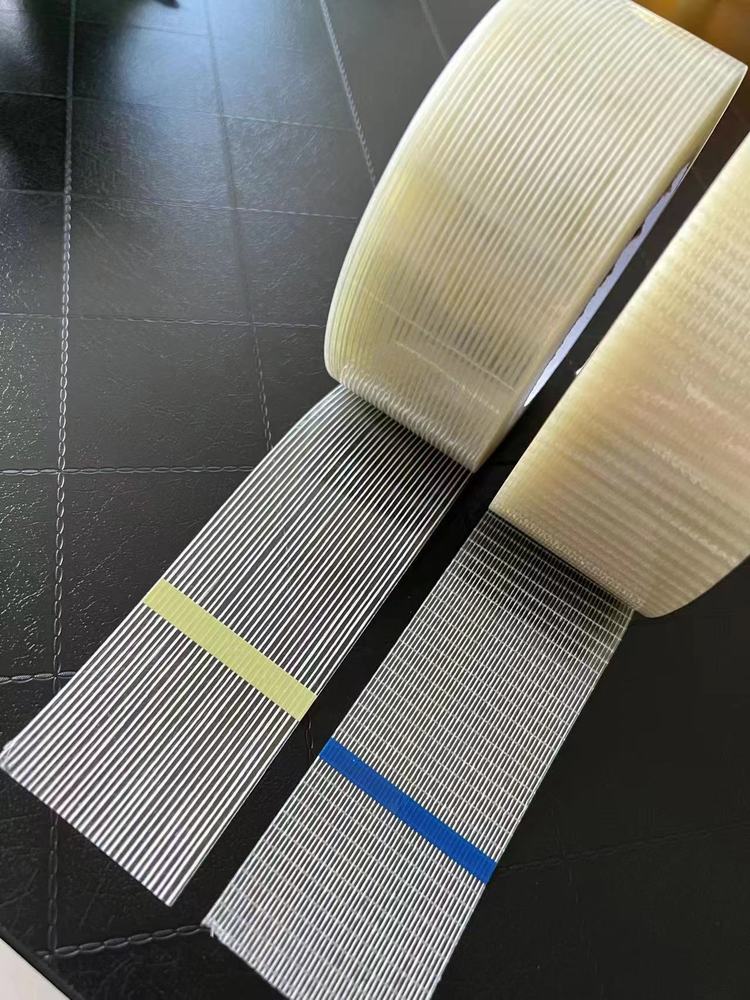 Striped Fiberglass Tape High Viscosity Fixed Strength Tensile No Residue Clear Fiberglass Tape