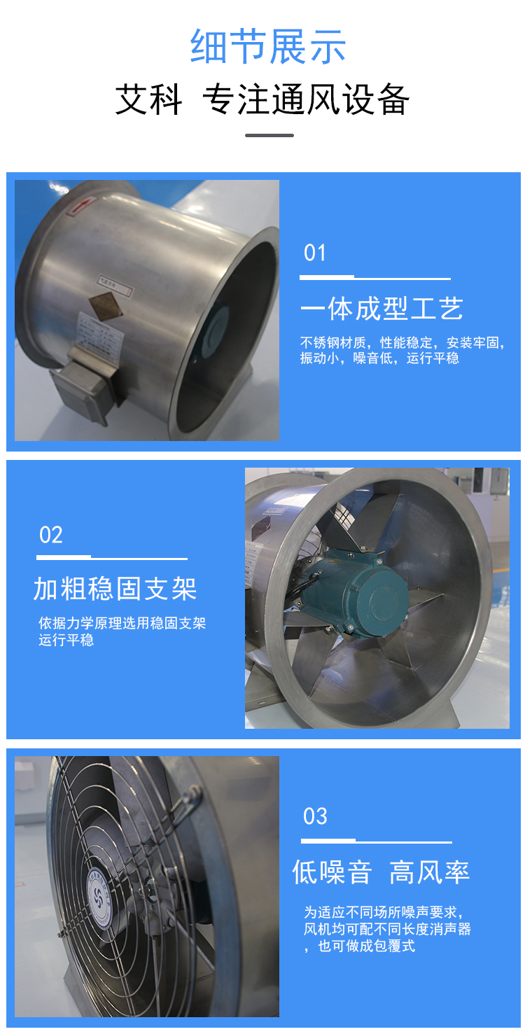 Aike supplies stainless steel axial flow fan factory buildings with low noise and strong ventilation exhaust fan support customization